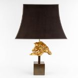 A table lamp with bronze horse head, 20th C. (H:74 cm)
