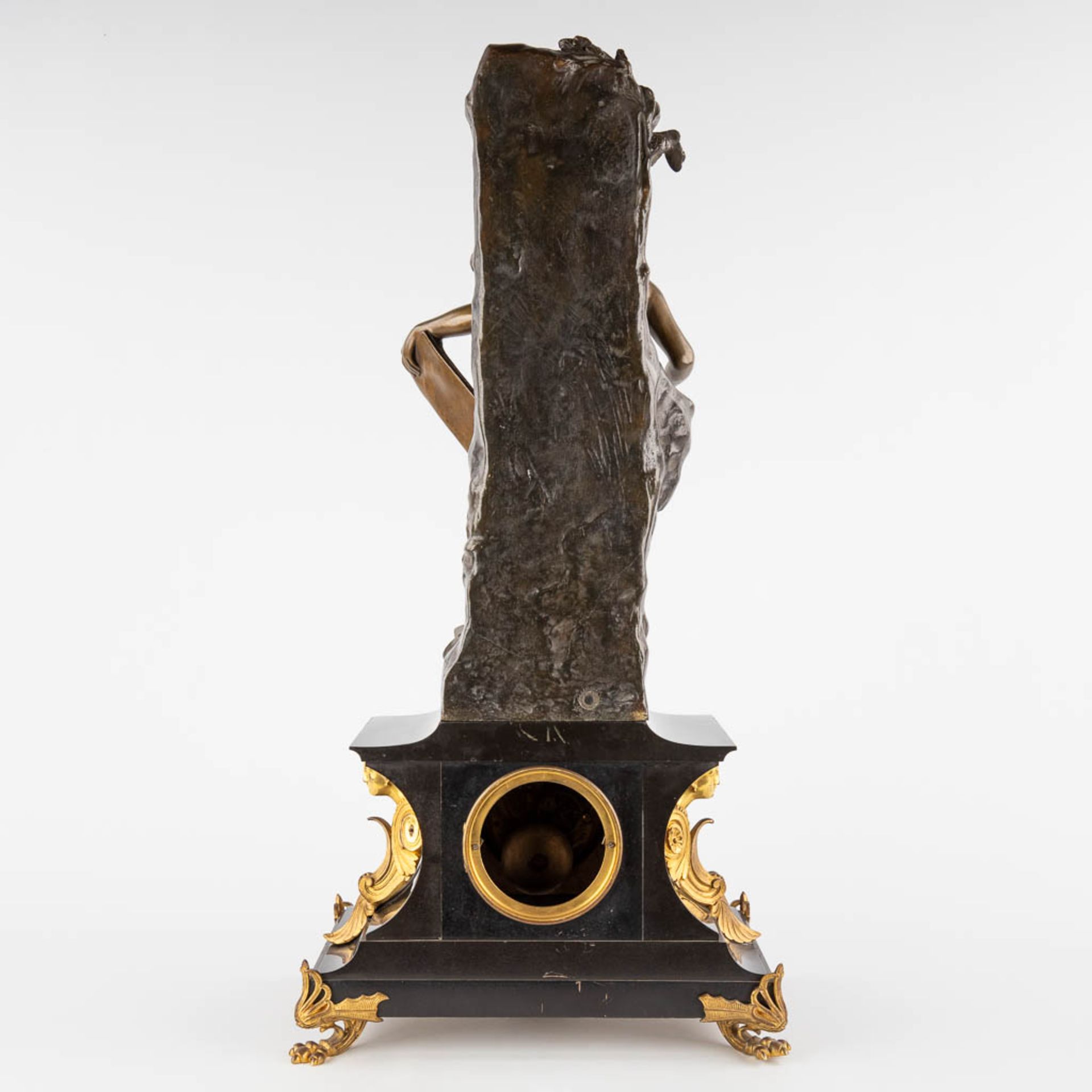 Emile PICAULT (1833-1915) 'La Mutualité', a mantle clock with patinated bronze figurine. 19th C. (D: - Image 5 of 18