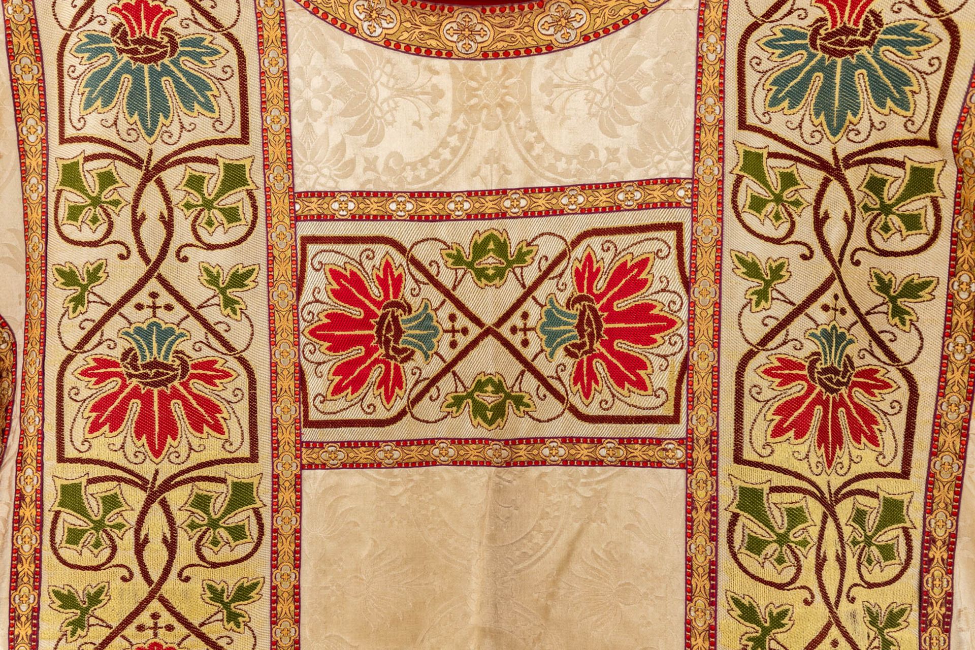 Four Dalmatics, Two Roman Chasubles, A stola and Chalice Veil, finished with embroideries. - Image 10 of 59