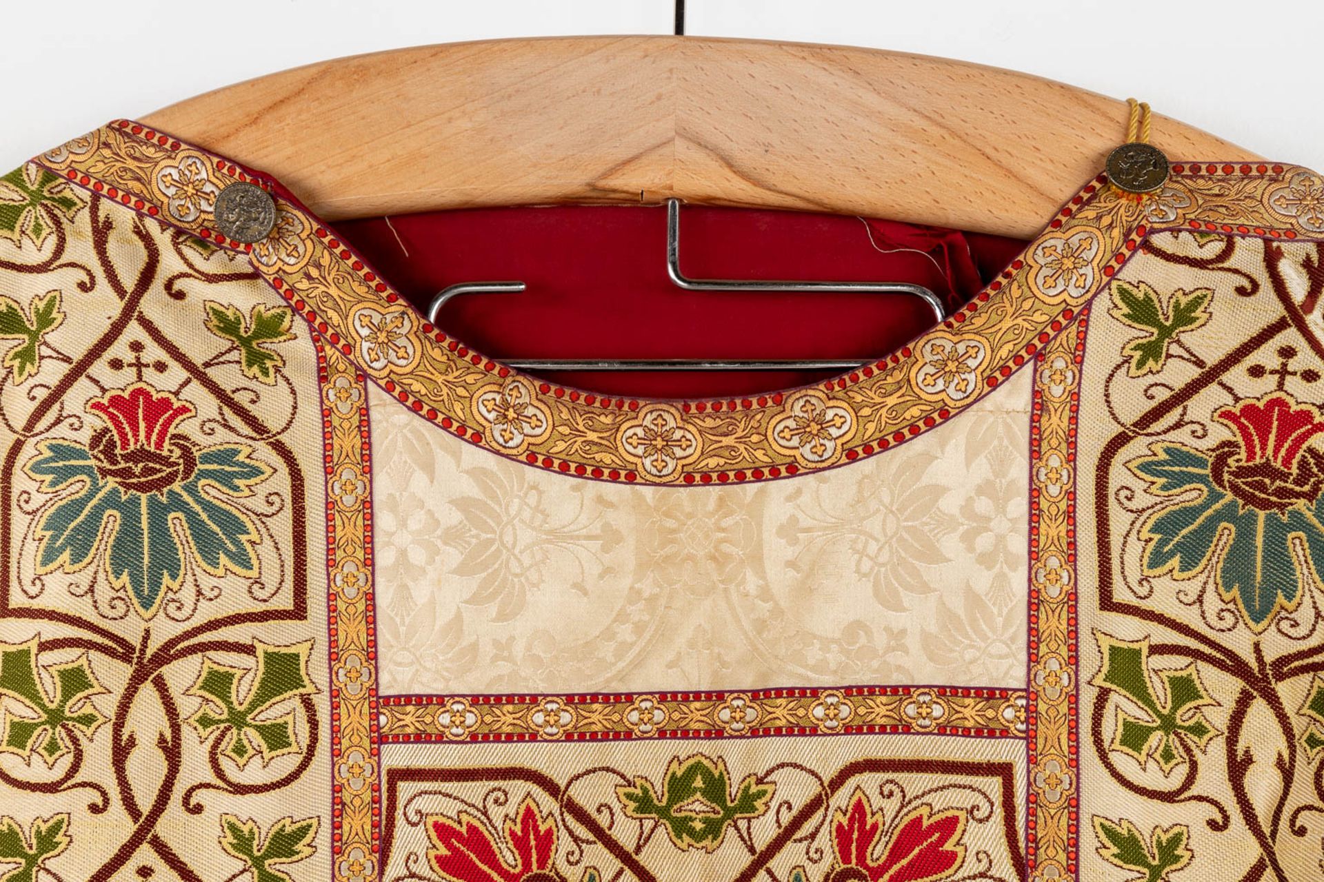 Four Dalmatics, Two Roman Chasubles, A stola and Chalice Veil, finished with embroideries. - Image 9 of 59