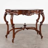 A console table, solid hardwood in Louis XV style. Circa 1900. (D:47 x W:108 x H:80 cm)