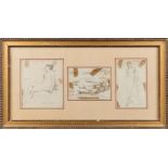 Nestor CAMBIER (1879-1957) 'Three Nude Ladies' pencil on paper. (W:12 x H:14 cm)