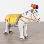 A Circus Pony, glazed terracotta, Italy. (D:30 x W:92 x H:72 cm)