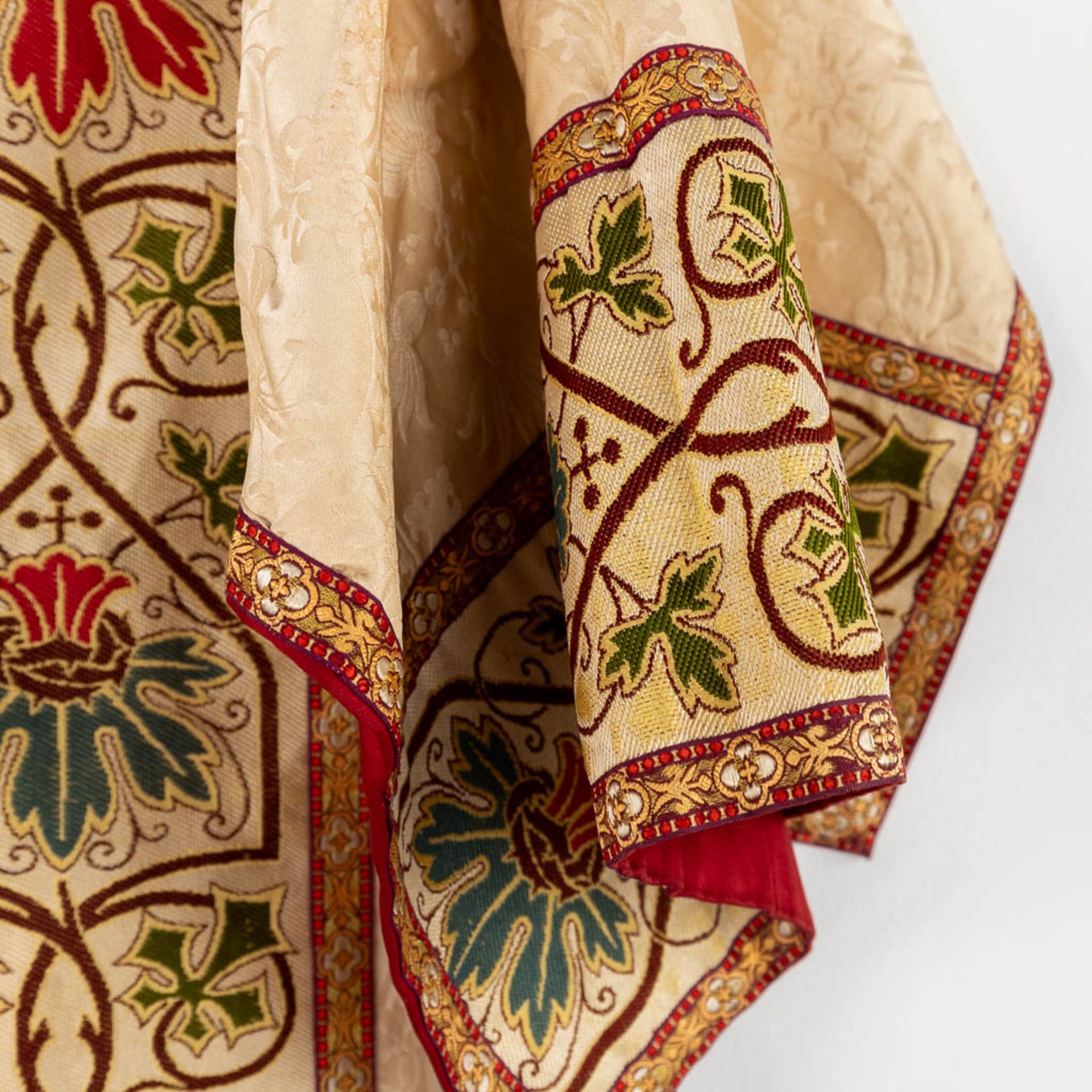 Four Dalmatics, Two Roman Chasubles, A stola and Chalice Veil, finished with embroideries. - Image 7 of 59