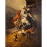 Henry SCHOUTEN (1857/64-1927) 'Le Coq Criant' an exeptionally large painting, oil on canvas. 1881. (