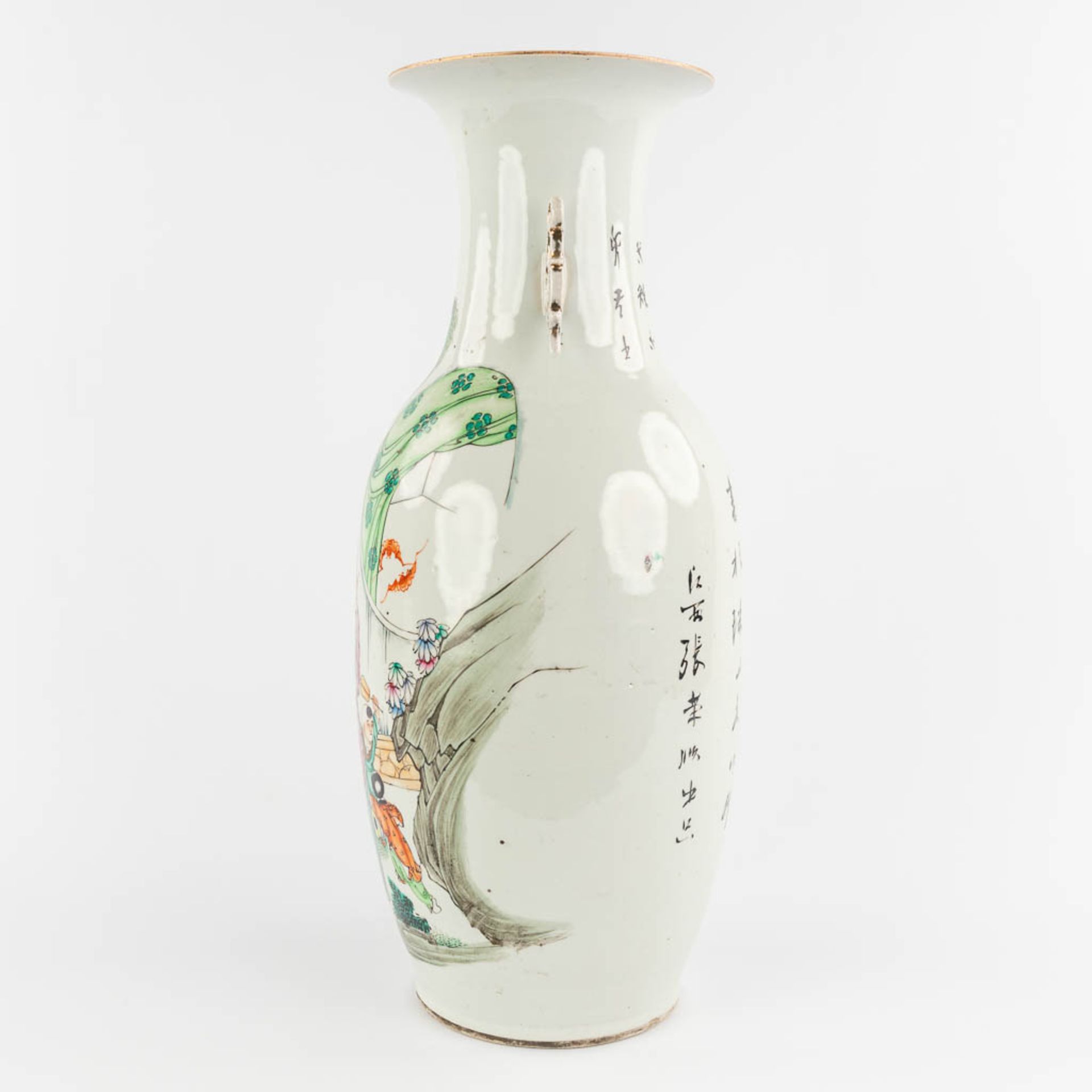 Two Chinese vases and a Ginger Jar, decorated with ladies. 19th/20th C. (H:57 x D:23 cm) - Image 6 of 31