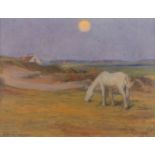 Edgard FARASYN (1858-1938) 'Horse at dawn' gouache on paper. (W:39 x H:30 cm)