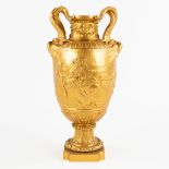 Ferdinand BARBEDIENNE (1810-1892) 'Gilt Bronze Vase with mythological figurines.' 19th C. (D:8 x W:9