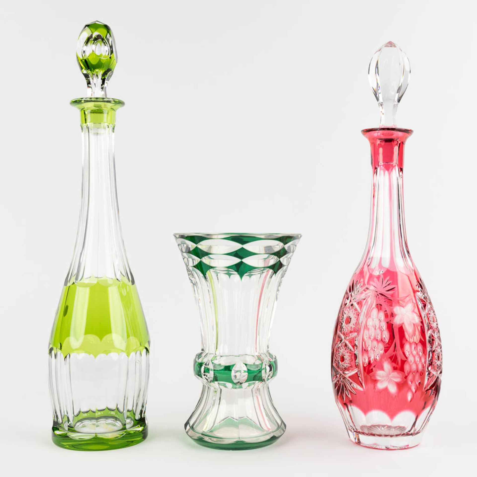 Val Saint Lambert, a carafe and a vase, added a Bohemian Carafe. (H:41 cm) - Image 6 of 14