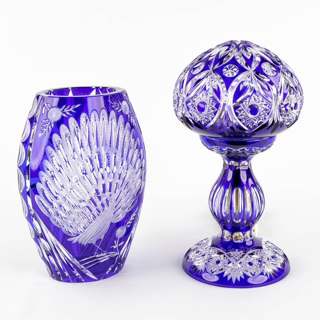 A vase and table lamp, Bohemia. 20th C. (H:33 cm)