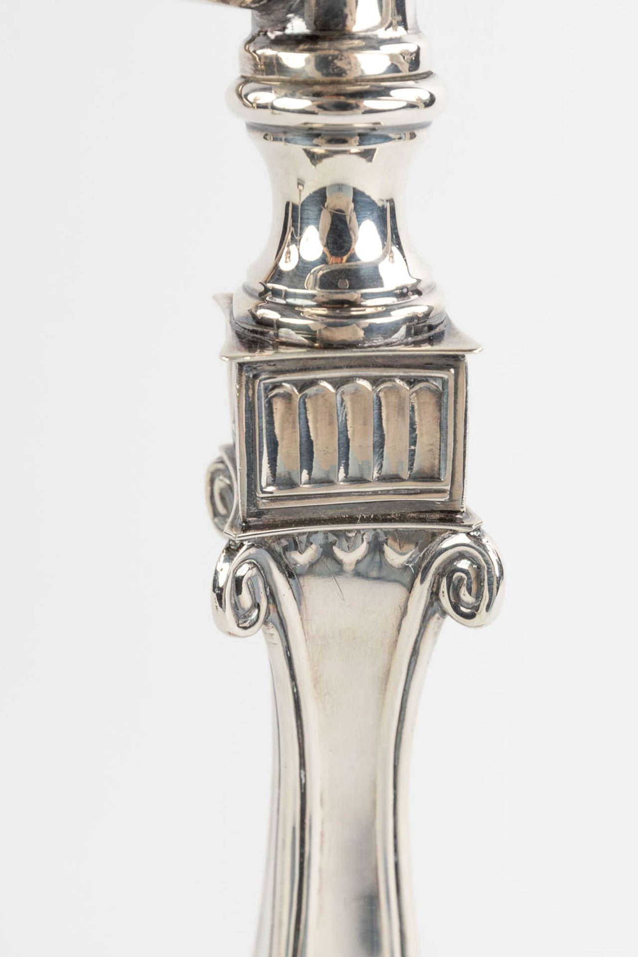 A pair of three-armed table candelabra, Spain, Silver, 915/1000. 1621g.  (D:12 x W:37 x H:45 cm) - Bild 13 aus 14