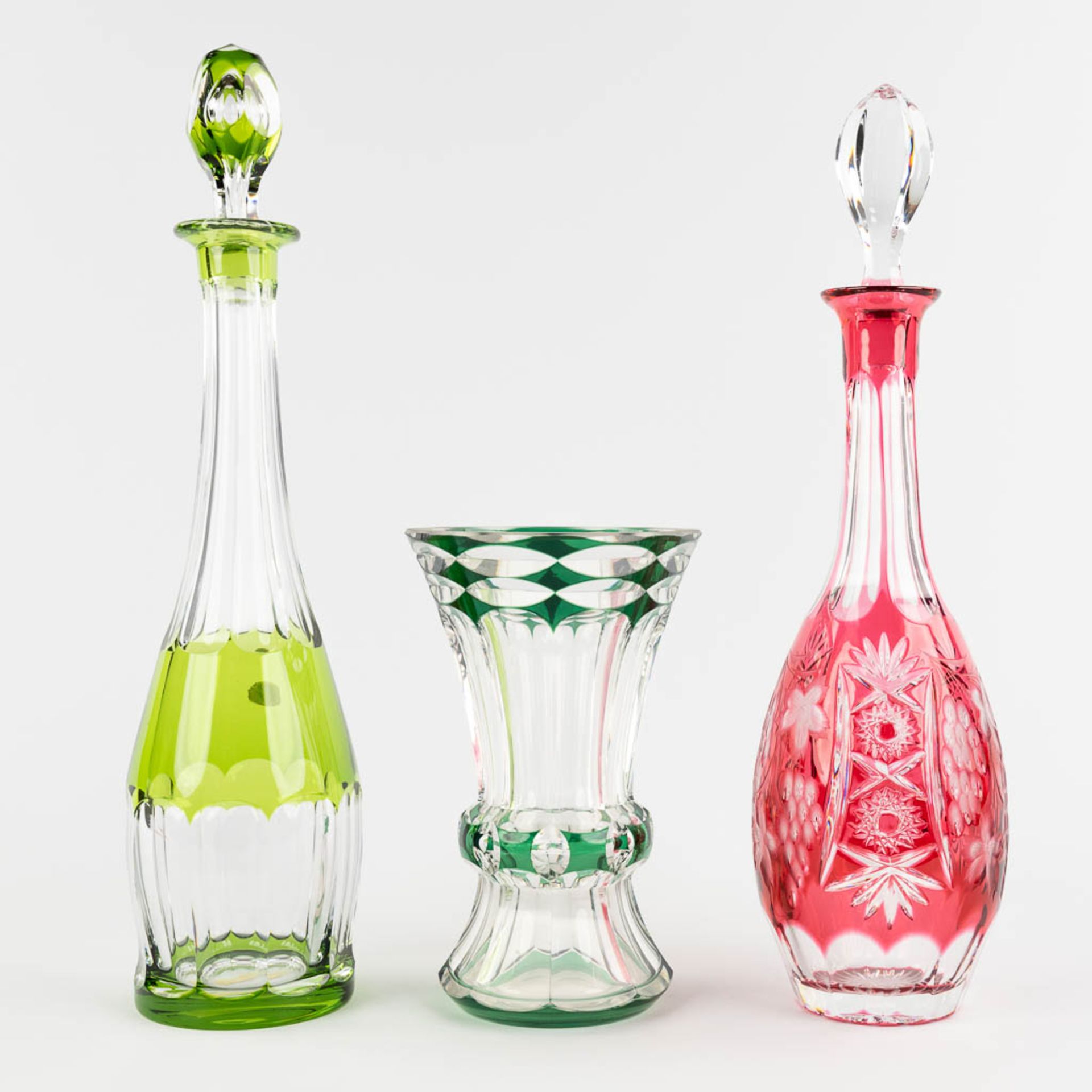 Val Saint Lambert, a carafe and a vase, added a Bohemian Carafe. (H:41 cm) - Image 5 of 14