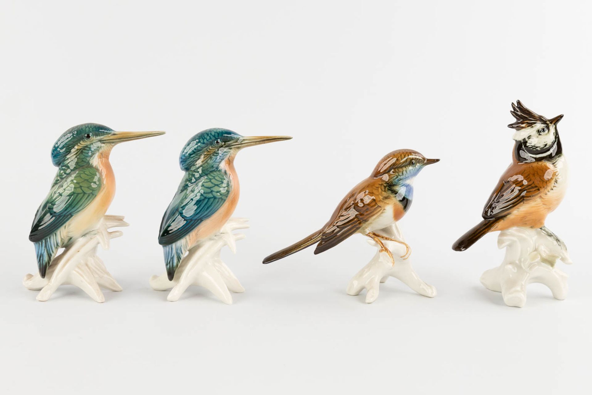 Karl ENS Porzellan, 8 birds, polychrome porcelain. 20th C. (H:19 cm) - Image 10 of 15
