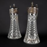 A pair of pitchers, crystal mounted with silver-plated metal. (H:30 x D:12,5 cm)