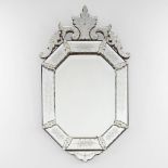 A Venetian mirror, etched and cut glass. 20th C. (W:58 x H:100 cm)