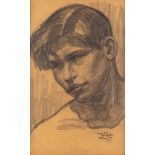 Eugeen VAN MIEGHEM (1875-1930) 'Portrait of a Young Man' pencil on paper. (W:15 x H:25 cm)