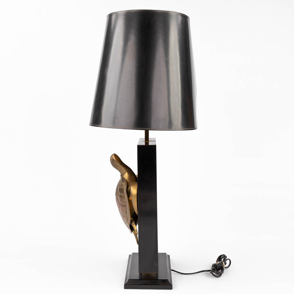 Mahenna, a mid-century table lamp with a bronze turtle, Hollywood Regency style. (D:35 x W:55 x H: 8 - Bild 3 aus 9