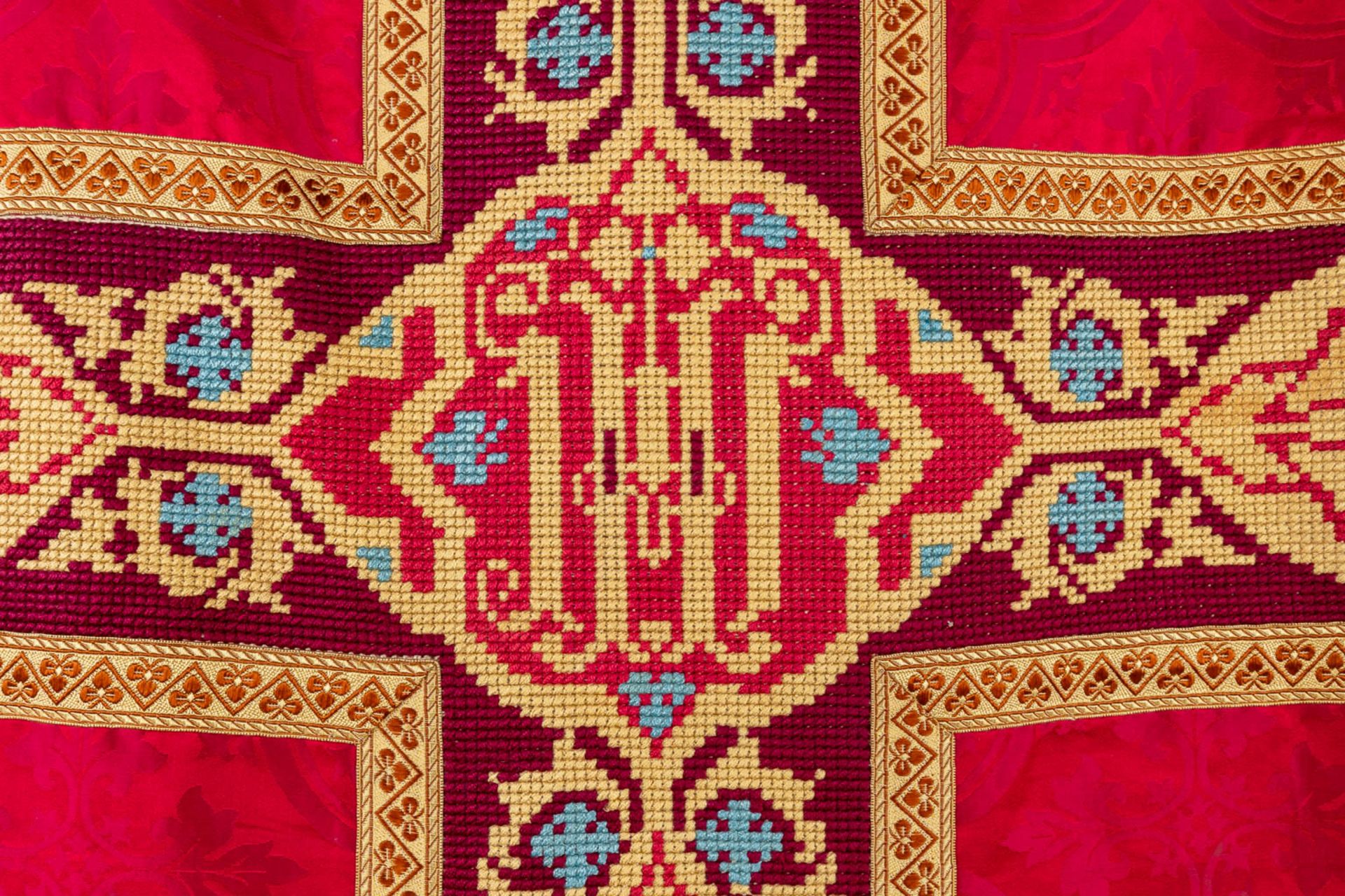 Four Dalmatics, Two Roman Chasubles, A stola and Chalice Veil, finished with embroideries. - Image 31 of 59