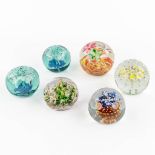 Six paperweights, probably Murano, Italy. (D:9 cm)