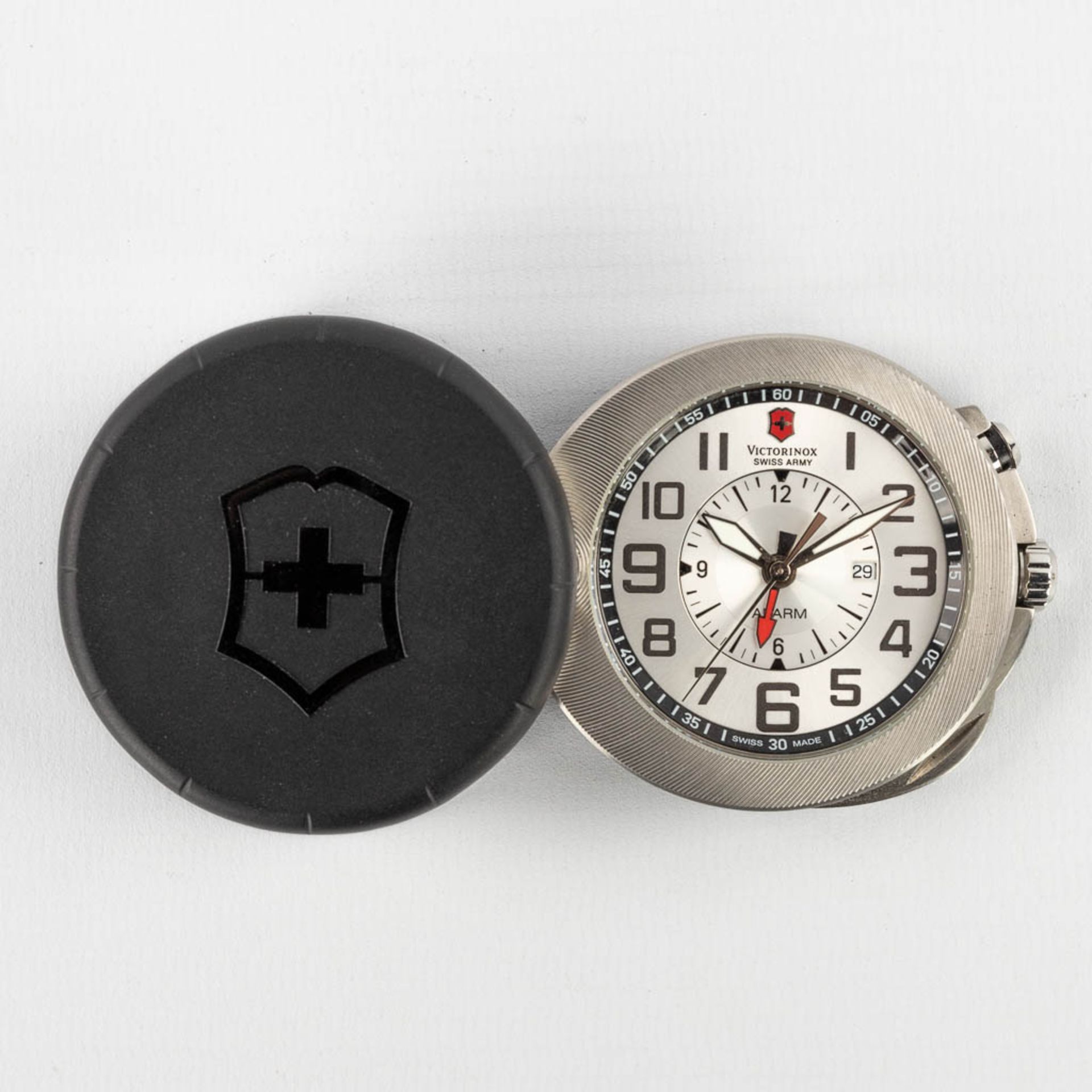Victorinox, a travel alarm clock in the original box. Limited edition, 2010. (W:5,6 cm) - Image 14 of 16