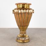 A huge vase, brass and red copper, Morocco. (H:102 x D:52 cm)