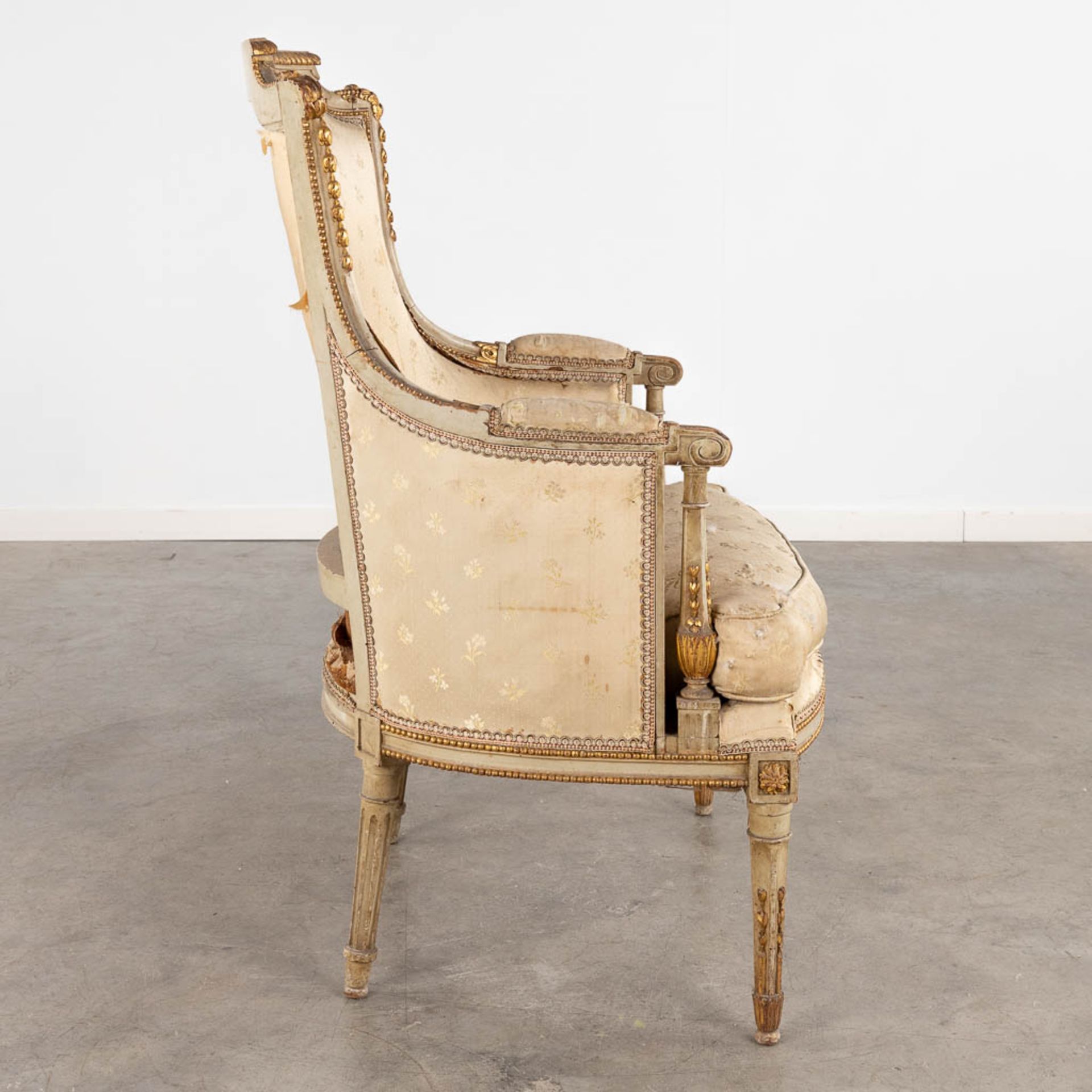 A sculptured armchair, Louis XVI style, 19th C. (D:64 x W:65 x H:100 cm) - Image 7 of 16