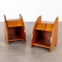 A pair of vintage nighstands, solid wood. Circa 1950. (D:44 x W:40 x H:55 cm)
