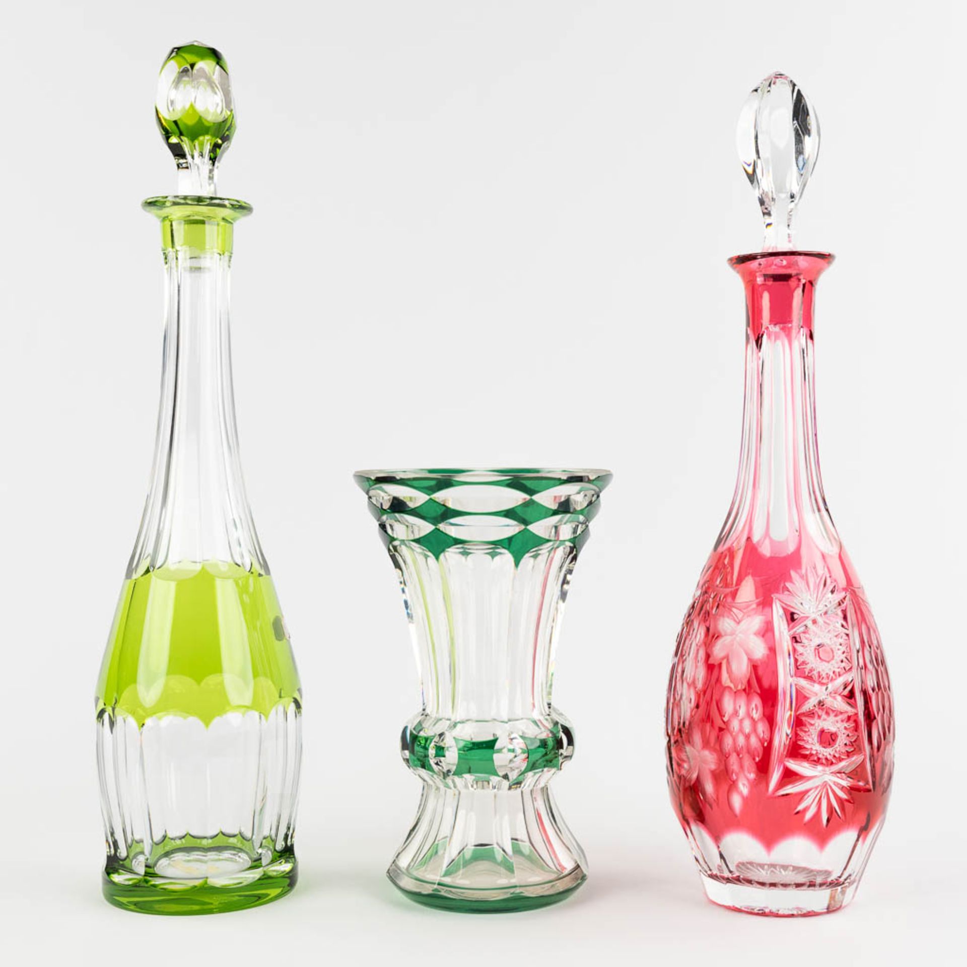 Val Saint Lambert, a carafe and a vase, added a Bohemian Carafe. (H:41 cm) - Image 4 of 14