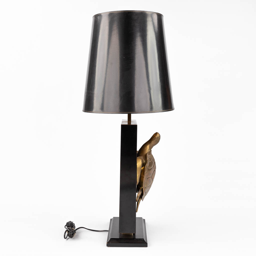 Mahenna, a mid-century table lamp with a bronze turtle, Hollywood Regency style. (D:35 x W:55 x H: 8 - Bild 5 aus 9