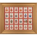 A frame with 24 hand-painted family crests and coat of arms , oil on paper. (W:98 x H:83 cm)