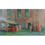 Flori VAN ACKER (1858-1940) 'Fête de beguinage de Bruges, 1925' oil on panel. (W:80 x H:48 cm)