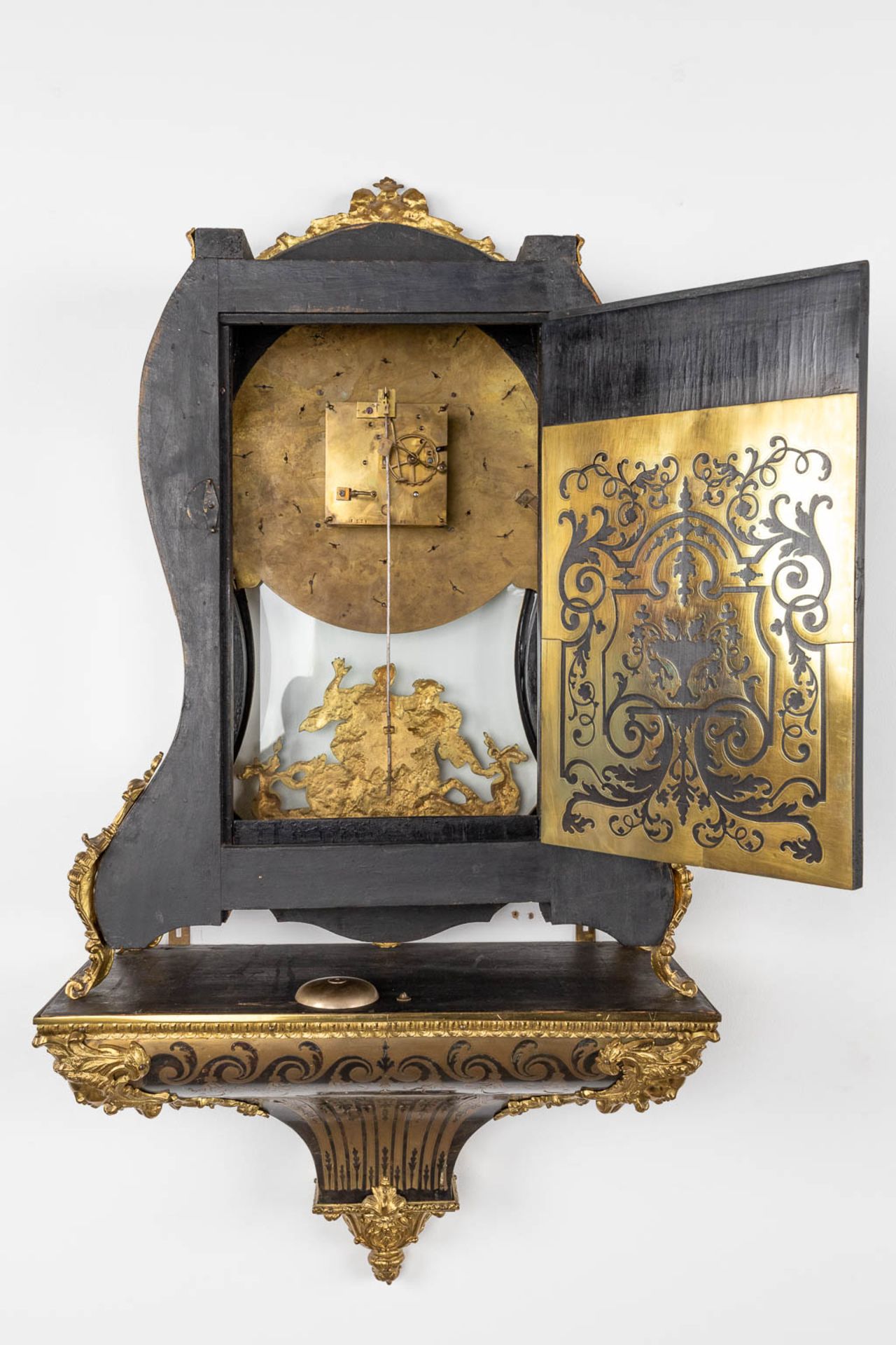 A large Cartel clock on a pedestal, Boulle Inlay, signed Gudin à Paris. 19th C. (D:24 x W:56 x H:145 - Image 14 of 16