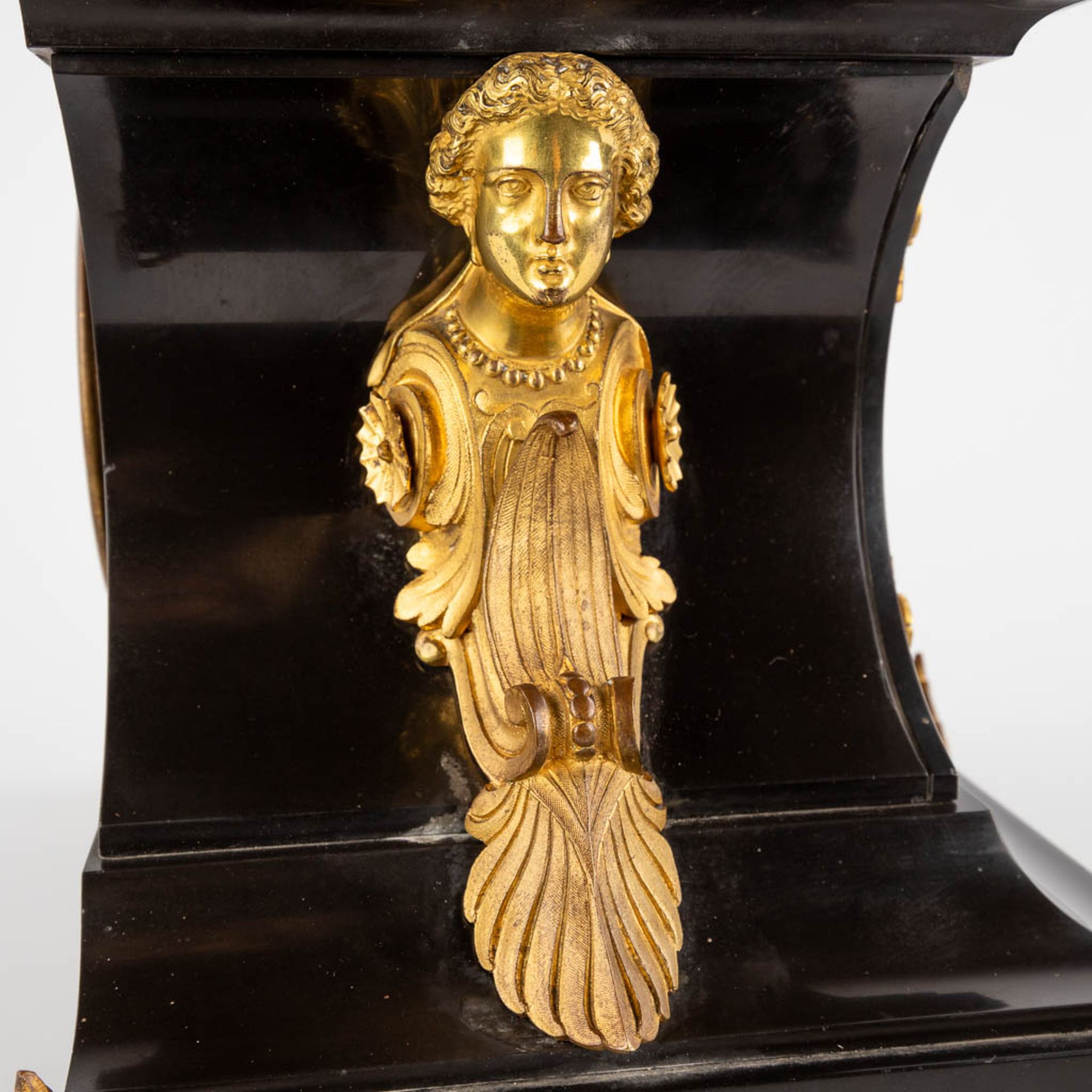 Emile PICAULT (1833-1915) 'La Mutualité', a mantle clock with patinated bronze figurine. 19th C. (D: - Image 8 of 18