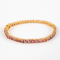 An elegant bracelet, gilt silver mounted with pink 'Tourmaline'. 10,41g. (L:17,8 cm)