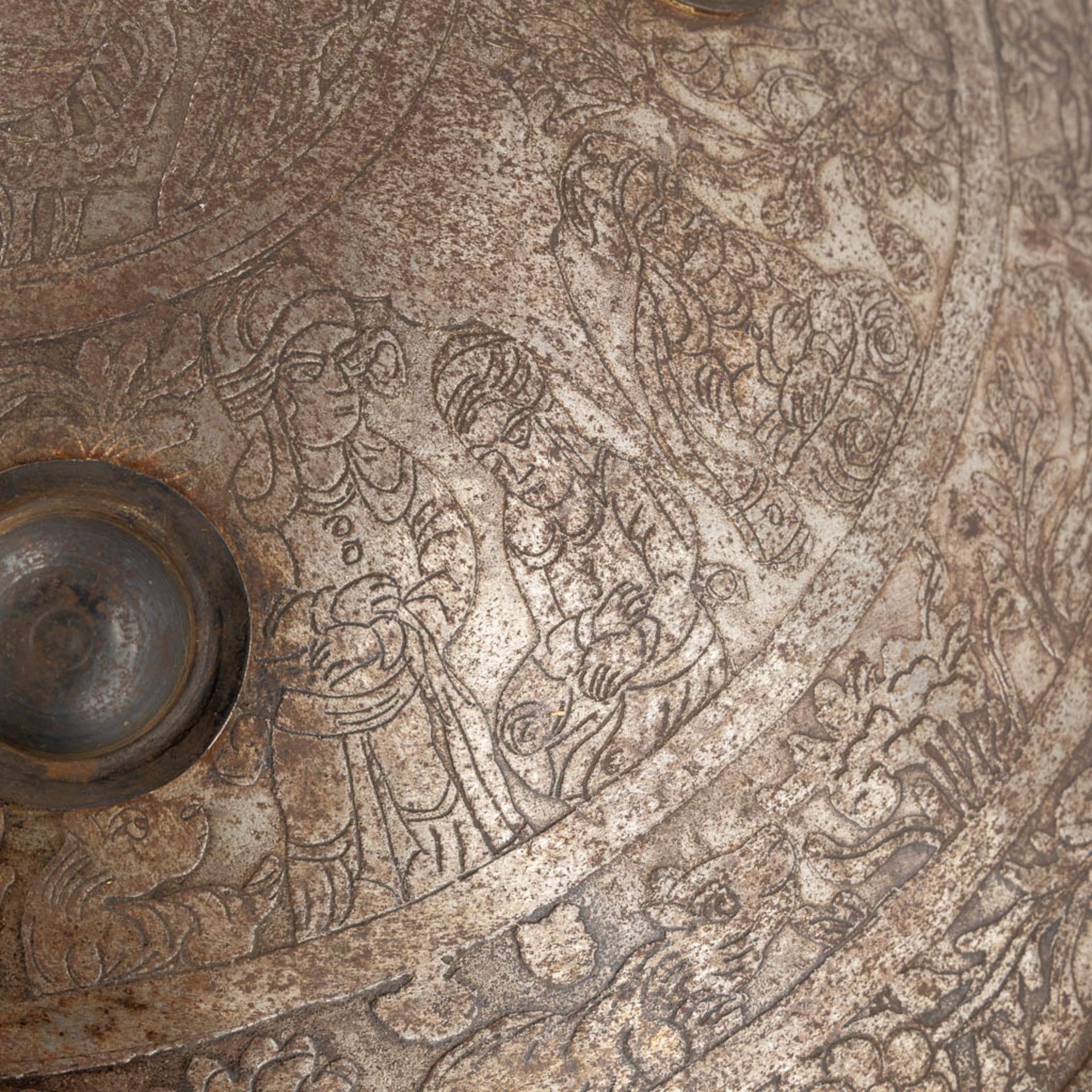 A decorative shield, axe and helmet in Ottoman style. 20th C. (D:48 cm) - Bild 6 aus 19