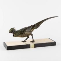 Irénée ROCHARD (1906-1984) 'Pheasant' spelter on onyx. (L:16 x W:52 x H:26 cm)