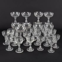 Val Saint Lambert, model Prince De Galles, a set of 24+1 crystal glasses. (H:10,5 x D:9,5 cm)