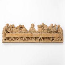 An antique and large wood sculpture 'The Last Supper'. (W:146 x H:49 cm)