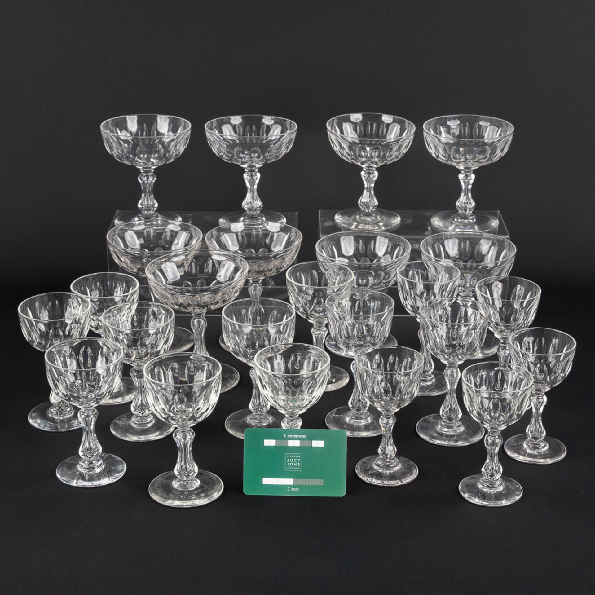 Val Saint Lambert, model Prince De Galles, a set of 24+1 crystal glasses. (H:10,5 x D:9,5 cm) - Image 2 of 8