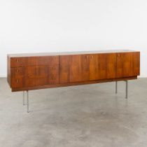 A mid-century sideboard, chromed metal and wood veneer. Probably Propos Meubelen, Hulmefa. (L:45 x W