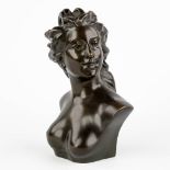 Jef LAMBEAUX (1852-1908) 'Bust of a Young Lady' patinated bronze. (L:10 x W:15 x H:21 cm)