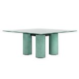 Lella & Massimo VIGNELLI (XX-XXI) 'Dining room table' Glass and metal. (L:160 x W:160 x H:72 cm)