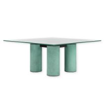 Lella &amp; Massimo VIGNELLI (XX-XXI) 'Dining room table' Glass and metal. (L:160 x W:160 x H:72 cm)