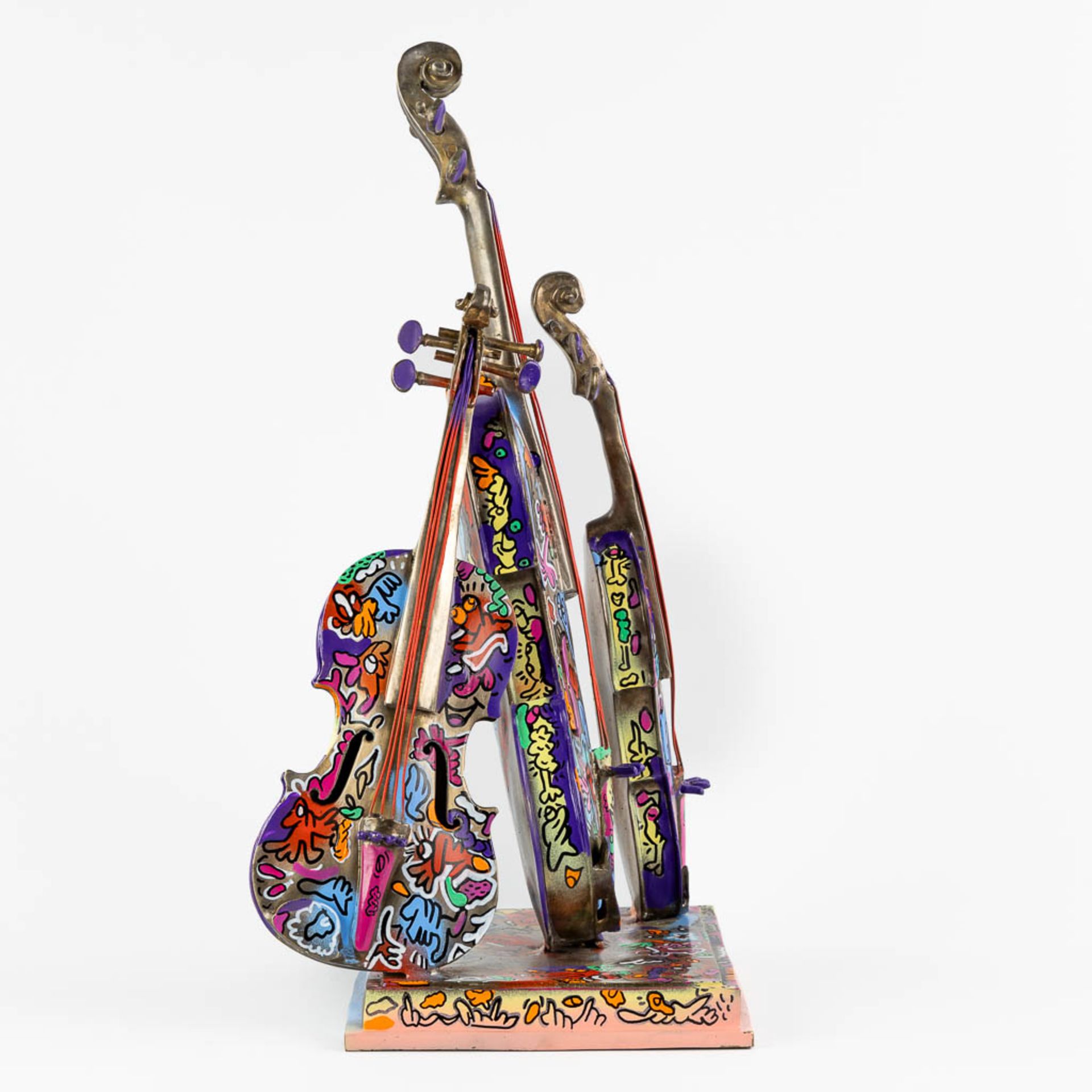 Joke 'Jook Doodle' NEYRINCK (1982) 'The love for music' colorfully patinated and 'Doodled' bronze. - Bild 13 aus 14