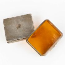 Two small storage boxes, Silver and Vermeil with tortoiseshell. England. (L:6,8 x W:7,2 x H:1,5 cm)