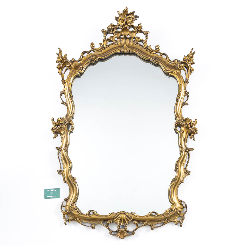 A mirror, sculptured wood in Louis XV style, Italy. (W:80 x H:128 cm) - Image 2 of 10