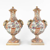 Samson, a pair of polychrome porcelain and hand-painted vases. France, 19th C. (L:17 x W:20 x H:38 c