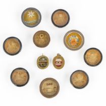 10 sealed theca with various relics. DNJC, Saint Francis, Vincent Strambi and more.