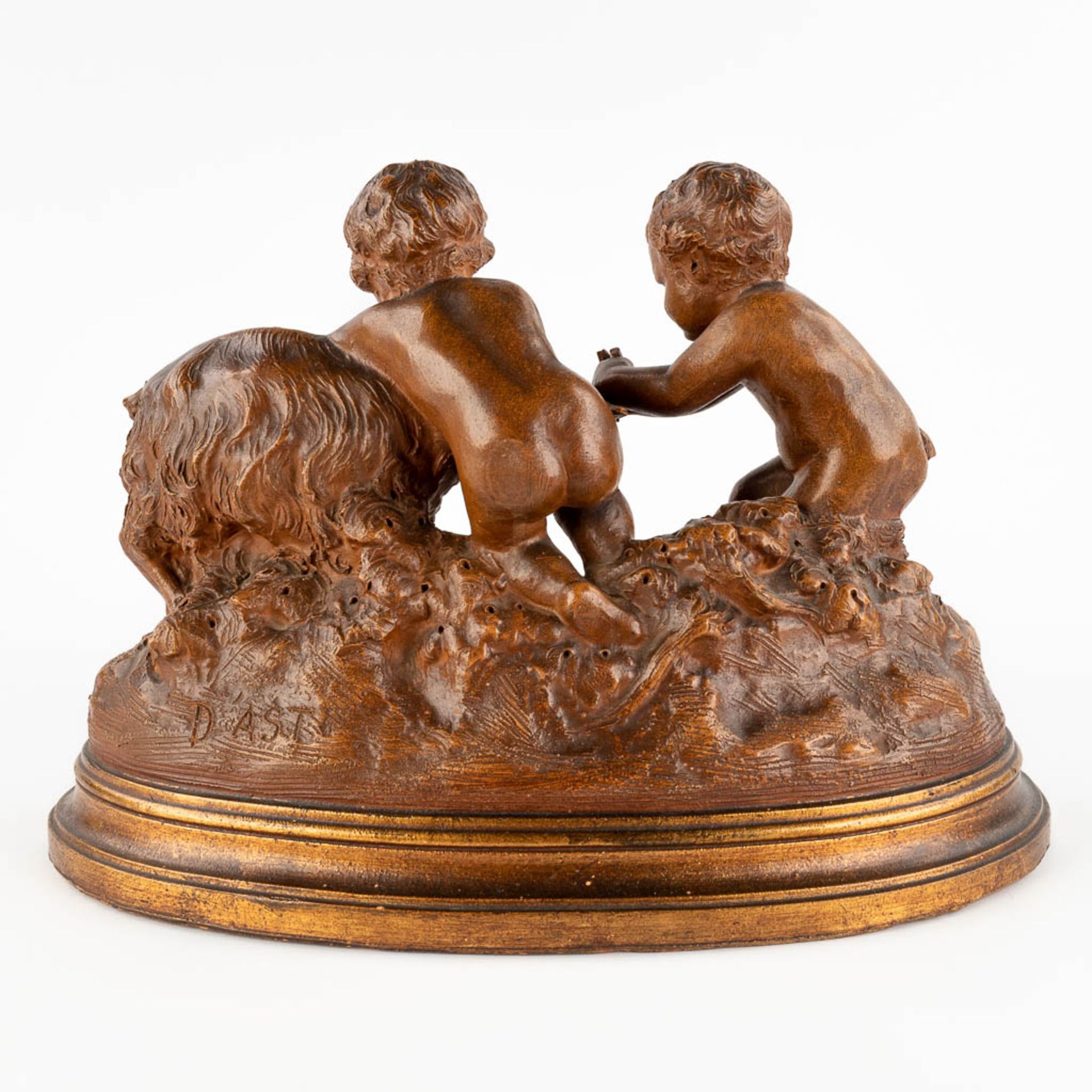 Giuseppe D'ASTE (1881-1945) 'Two satyrs with a goat' patinated terracotta. (L:22 x W:40 x H:28 cm) - Image 5 of 12