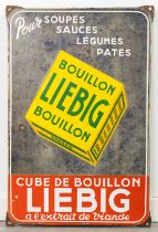 An antique enamel plate 'Bouillon Liebig' Cube De Bouilon ˆ L'extrait de viande'. (W:39 x H:59 cm)